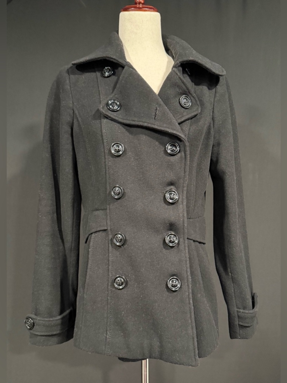 H&M Women’s Black Double-Breasted Pea Coat